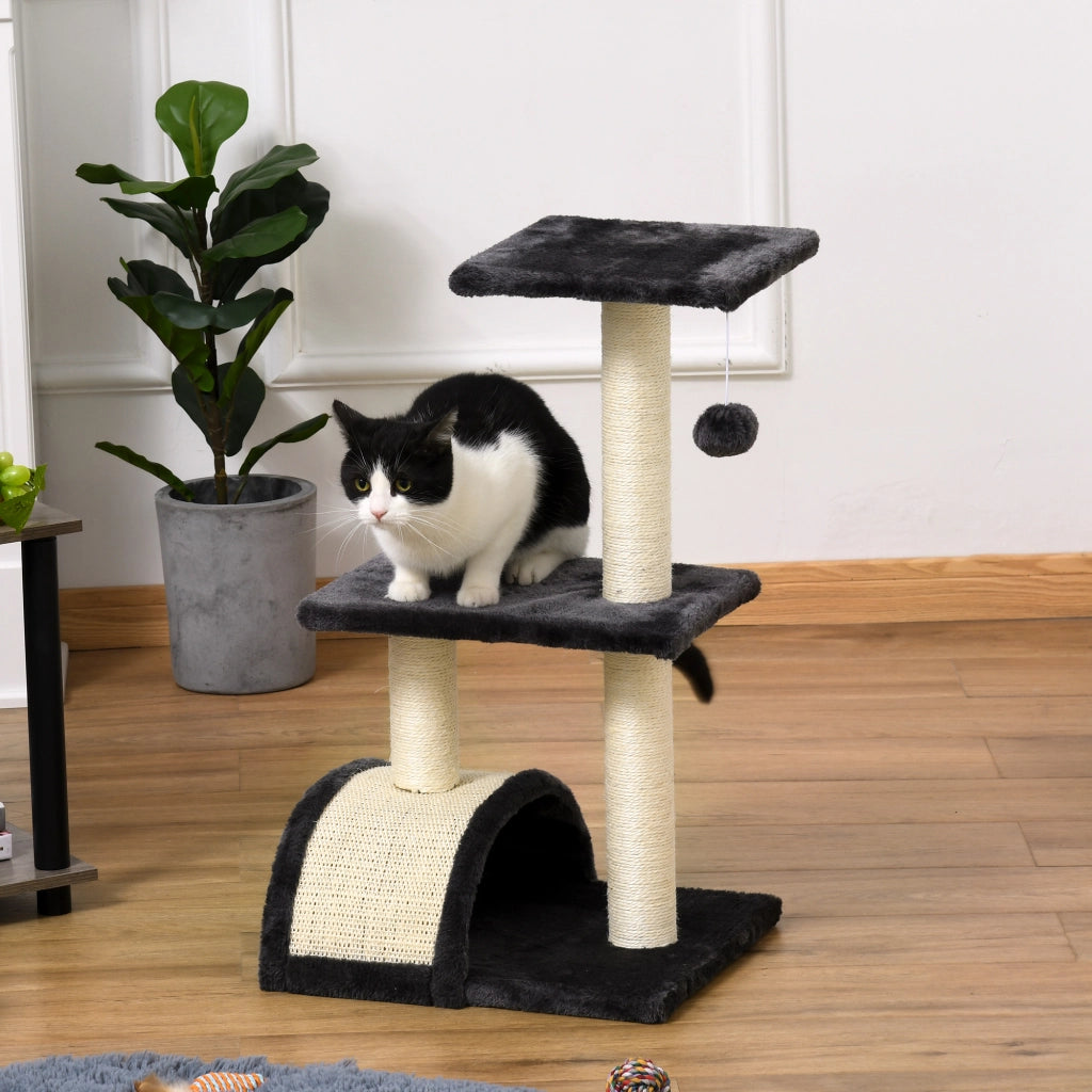 Albero tiragraffi per gatti con palla ¨C zephmum ¨C grigio scuro 72 cm