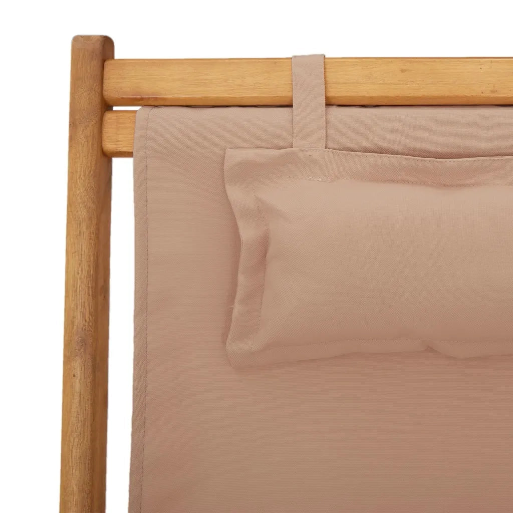 vidaXL Sedia da Spiaggia Pieghevole Beige Legno di Eucalipto e Tessuto