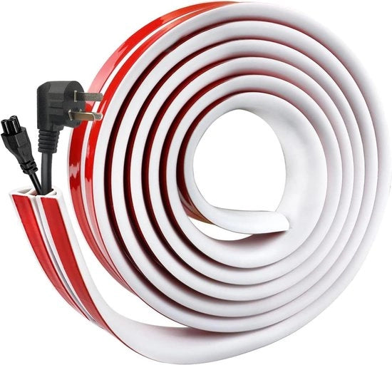Cavo a semicerchio bianco con adesivo per cavo, diametro 40 x 10 mm - 8 m - per protezione e gestione dei cavi