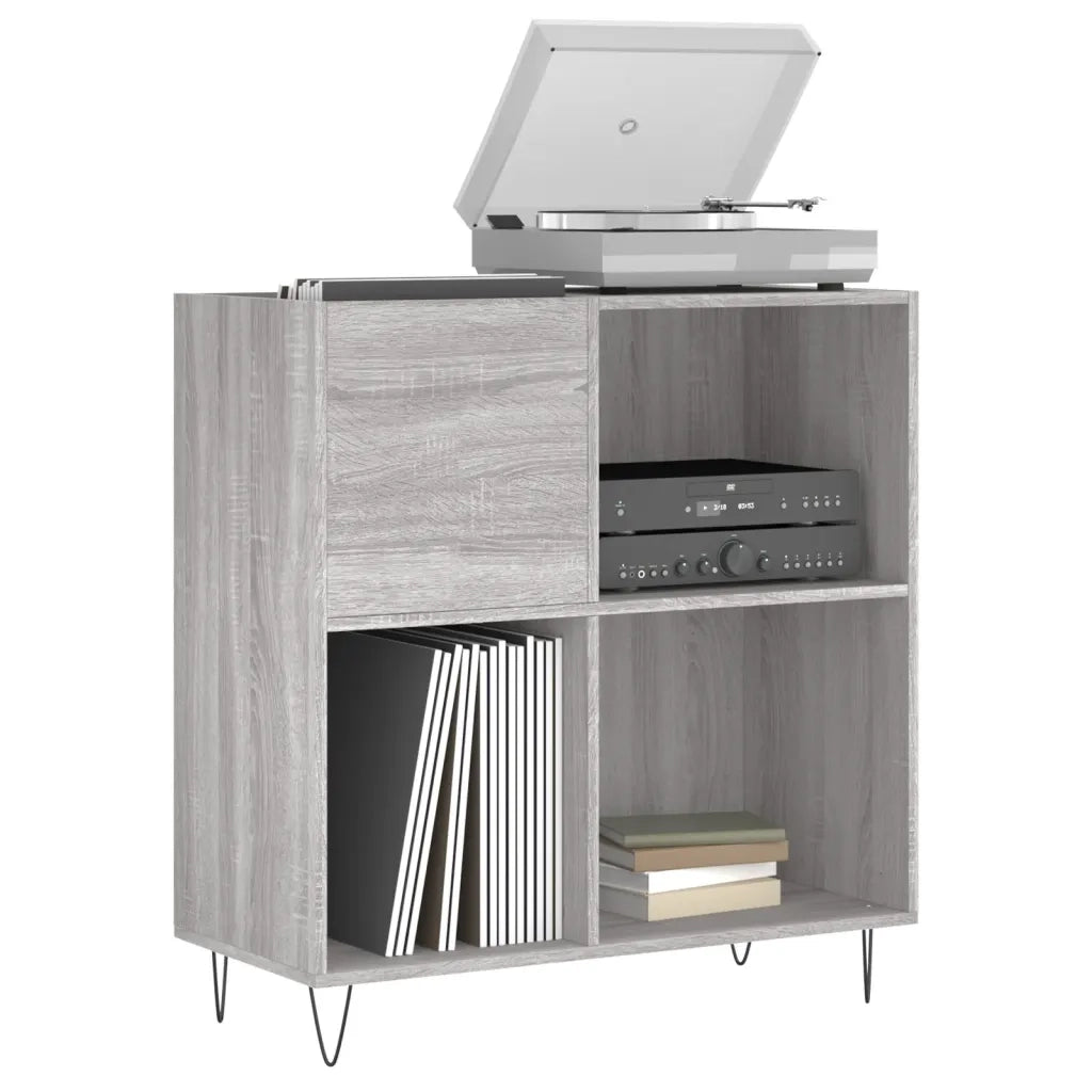 Mobile Porta Dischi Grigio Sonoma 84,5x38x89 Legno Multistrato 831778