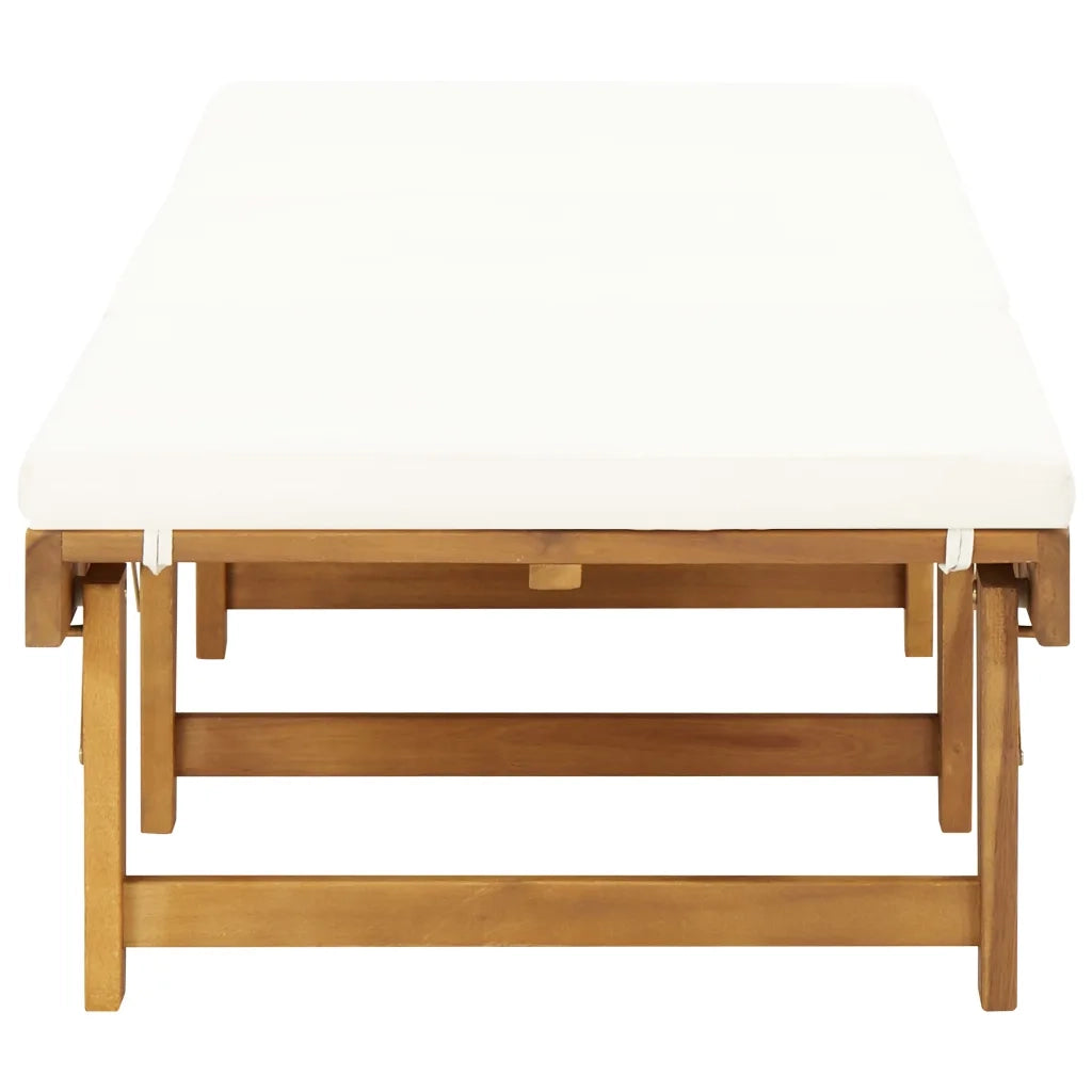 Lettino Prendisole Pieghevole con Cuscino in Massello di Acacia 46490