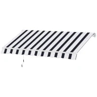 Tenda da Sole a Bracci 2.5x2m Avvolgibile Manuale in Alluminio e Poliestere Blu e Bianco