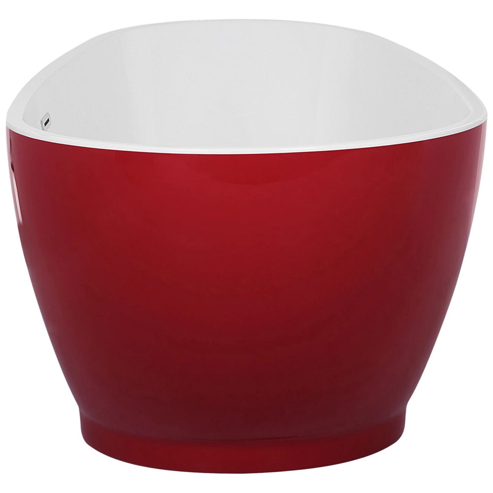 Vasca da bagno freestanding in acrilico sanitario rosso e bianco singolo 173 x 82 cm ovale dal design moderno