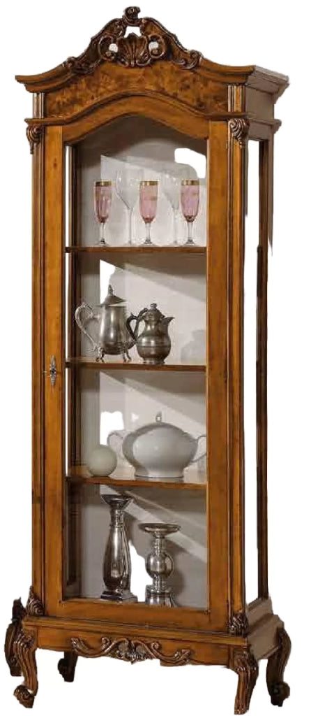 Vetrina legno 1 porta vetro impero noce bassano 72x46x214 - Mobili 2G