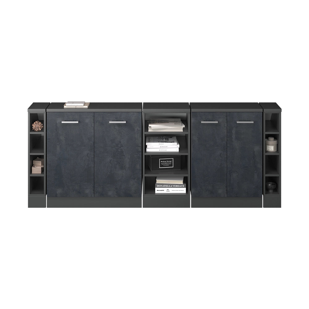 Mobile cucina sottotetto R-Line Calce nera/Antracite 210 cm Set di 5 carcasse armadio profondità 60 cm Vicco