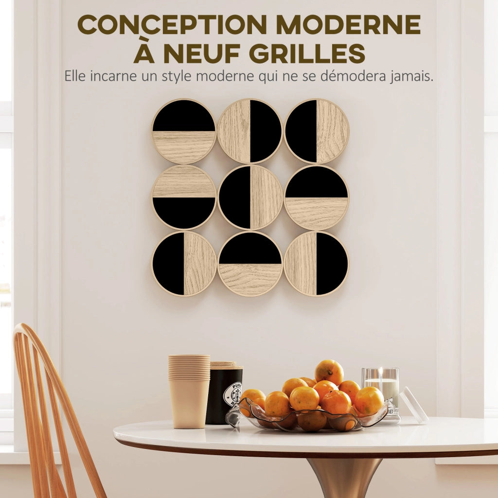 Decorazione murale metallo dischi design ¨C zephmum ¨C naturale nero 60x60 cm