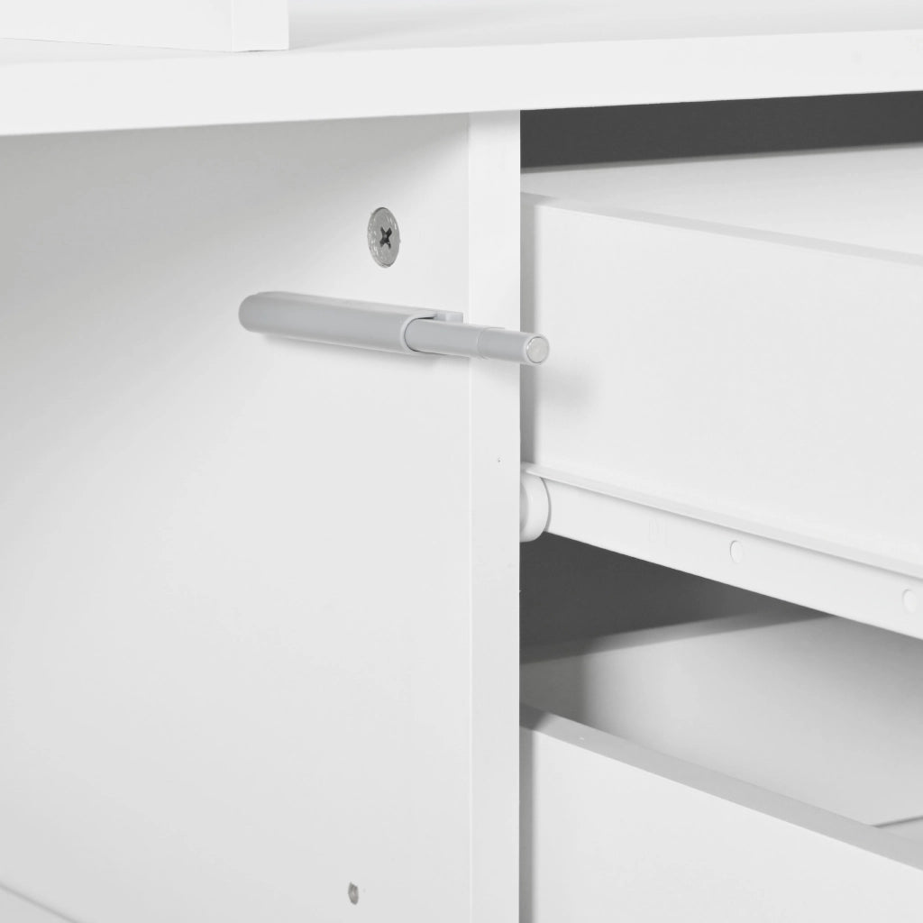 Credenza LED 2 ante 4 cassetti 1 nicchia per soggiorno, bianco, 160 × 35 × 70 cm