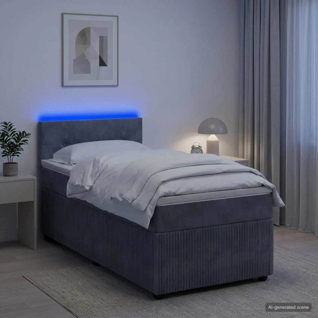 Letto box spring con materasso Grigio Scuro 100 x 200 cm 3453084