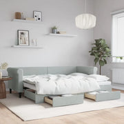 Divano Letto Estraibile Cassetti-Sofa Letto-Daybed Grigio Chiaro 80x200cm Velluto 987650