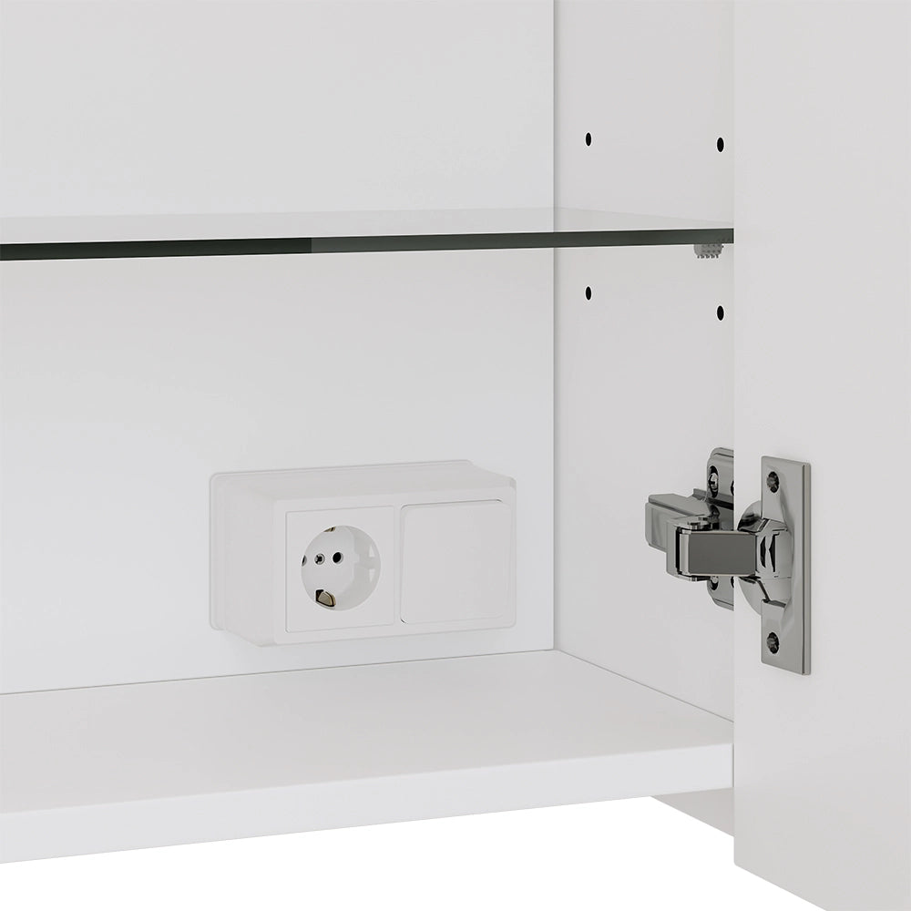 Vicco Mobile a specchio per il bagno Bianco 100 x 60 cm con 3 porte e illuminazione a LED