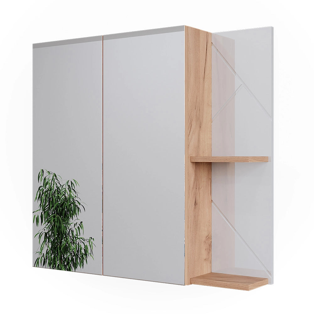 Vicco Mobile a specchio per il bagno Rovere Goldkraft/bianco lucido 80 x 75 cm