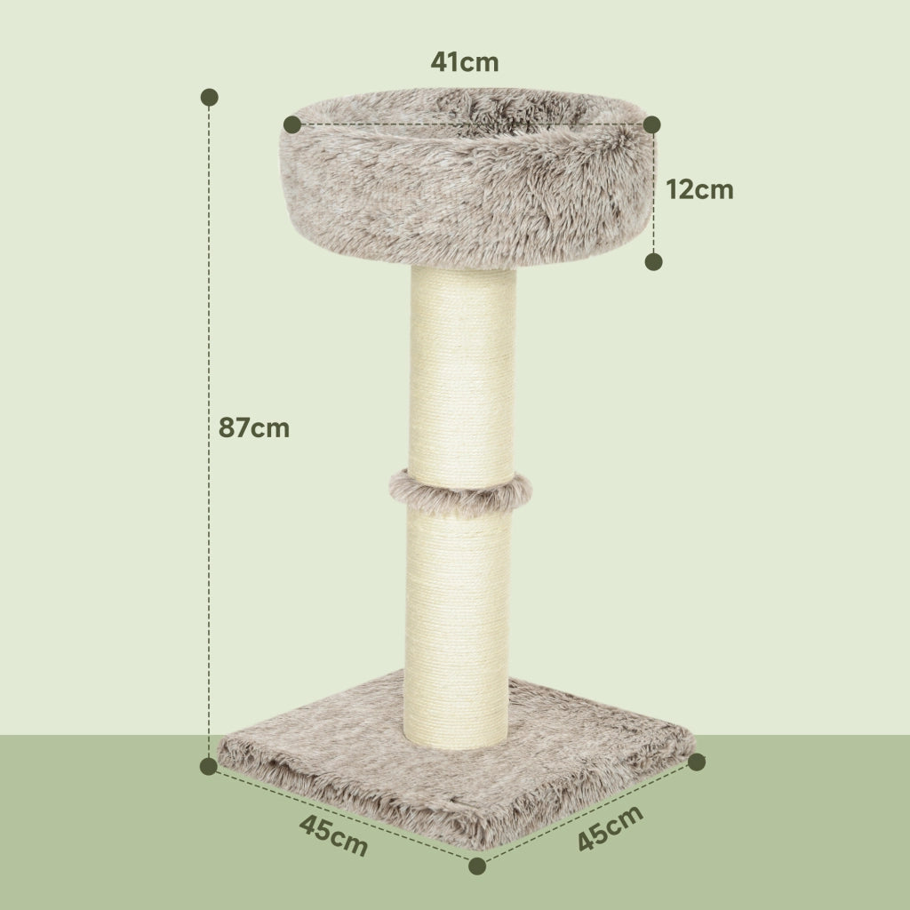 Albero per gatti con letto in peluche e tiragraffi ¨C zephmum ¨C 87x45x45 cm marrone