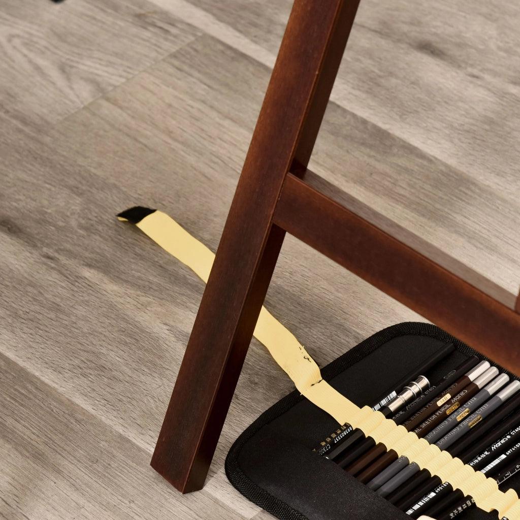 Easycomfort Cavalletto Pittura, 135 cm Cavalletto Treppiede per Dipingere su Tela, Cavalletto in Legno di Pino Regolabile, Portatile e Pieghevole con Pennello per Studio, Artisti e Pittori, Caffè