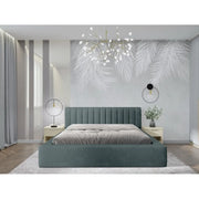 Letto contenitore CERVIN – Velluto morbido Notte smeraldo – 160x200 cm – Rete sollevabile – Design elegante
