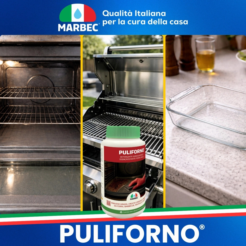 Detergente gel disincrostante potente, pulizia profonda forni e barbecue Marbec PULIFORNO® - 1KGx6Pz