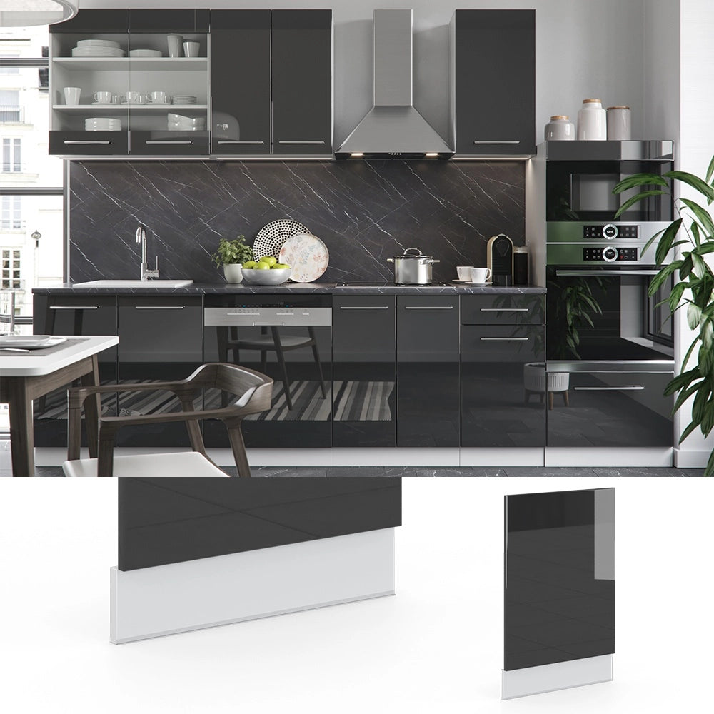 Pannello frontale Fame-Line Antracite lucido/Bianco 45 cm senza piano di lavoro Vicco