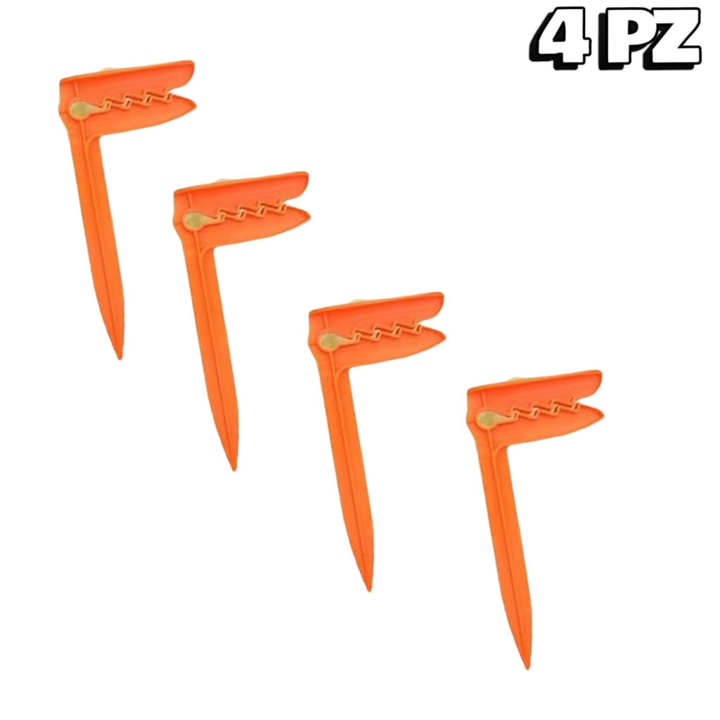 Clip Ferma Telo Mare in Plastica molletta per Fissaggio in Sabbia Antivento 7.5x14.5cm ARANCIONE