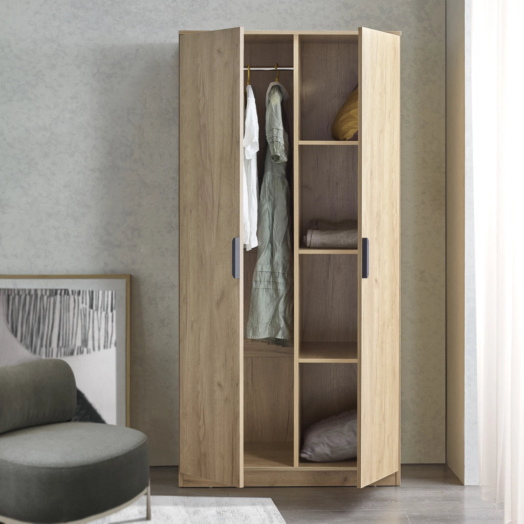 Armadio Guardaroba Eiselfing con 4 Scomparti 176 x 80 x 52 cm Effetto Rovere [en.casa]