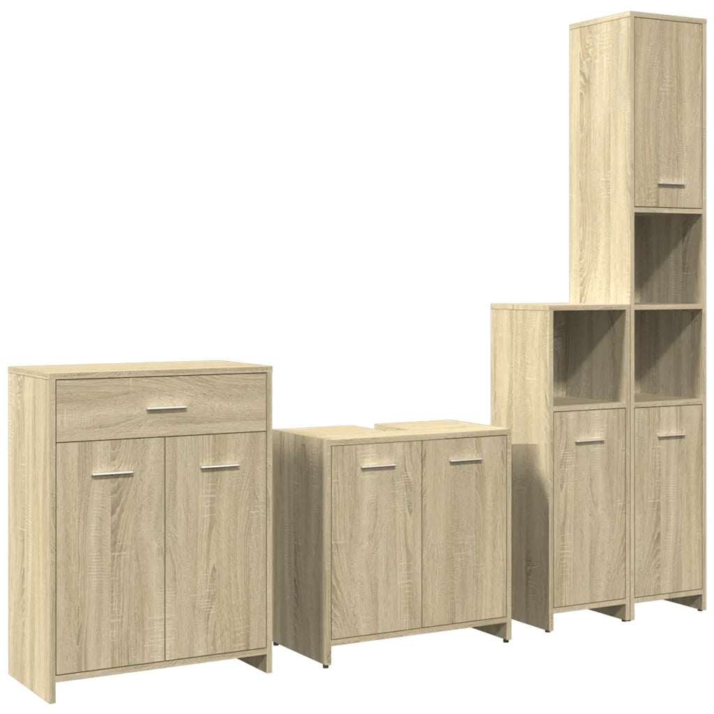 vidaXL Set Mobili da Bagno 4 pz Rovere Sonoma in Legno Multistrato