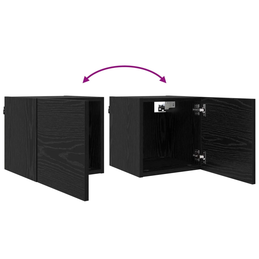 Mobile TV da parete 8 pz Rovere Nero Legno ingegnerizzato 3438615