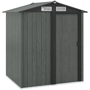 Casetta da Giardino Porta Attrezzi 152x132x188 cm con Tetto Inclinato e 4 Prese d'Aria in Acciaio Grigio