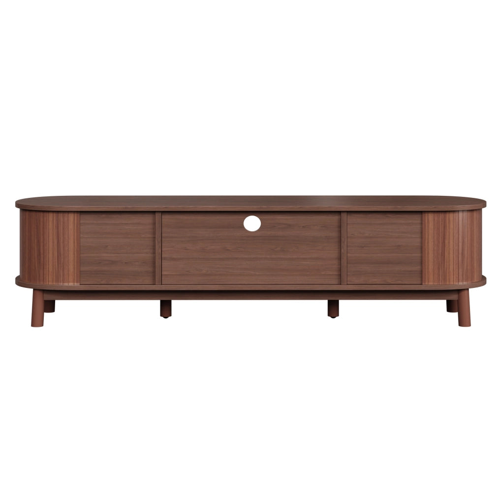 Mobile TV 165x37x46 cm con ante scorrevoli e cassetti; in MDF; noce