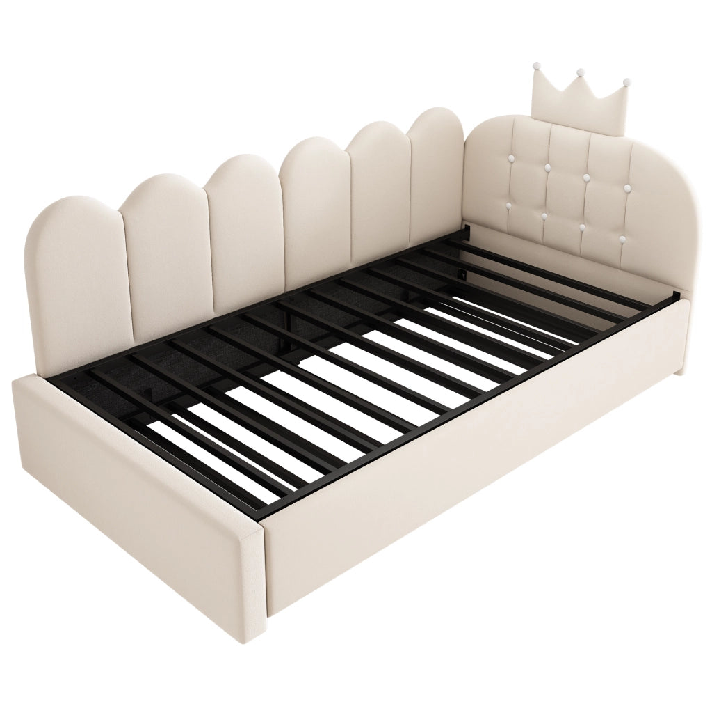 Letto divano con letto estraibile 90x200 cm in velluto beige