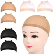 Cappello da capelli - Set di 6 - Cappelli per capelli - Flessibili e respiranti - Realizzati in nylon - Adatti a uomini e donne - Beige e nero
