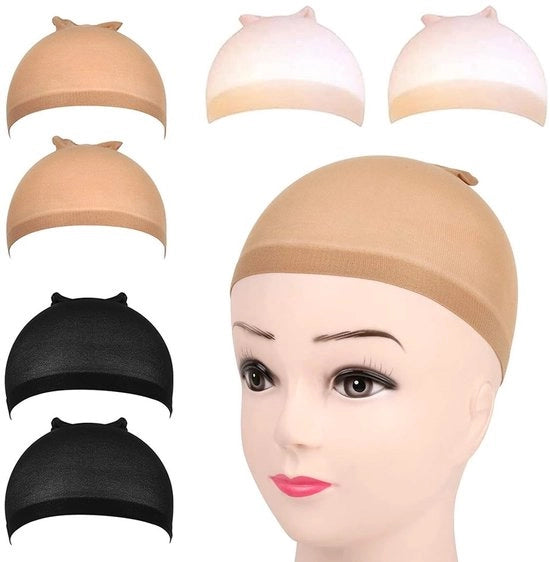 Cappello da capelli - Set di 6 - Cappelli per capelli - Flessibili e respiranti - Realizzati in nylon - Adatti a uomini e donne - Beige e nero