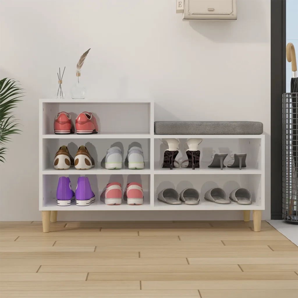 Scarpiera | Mobile per scarpe Bianco Lucido 102x36x60 cm in Legno Multistrato