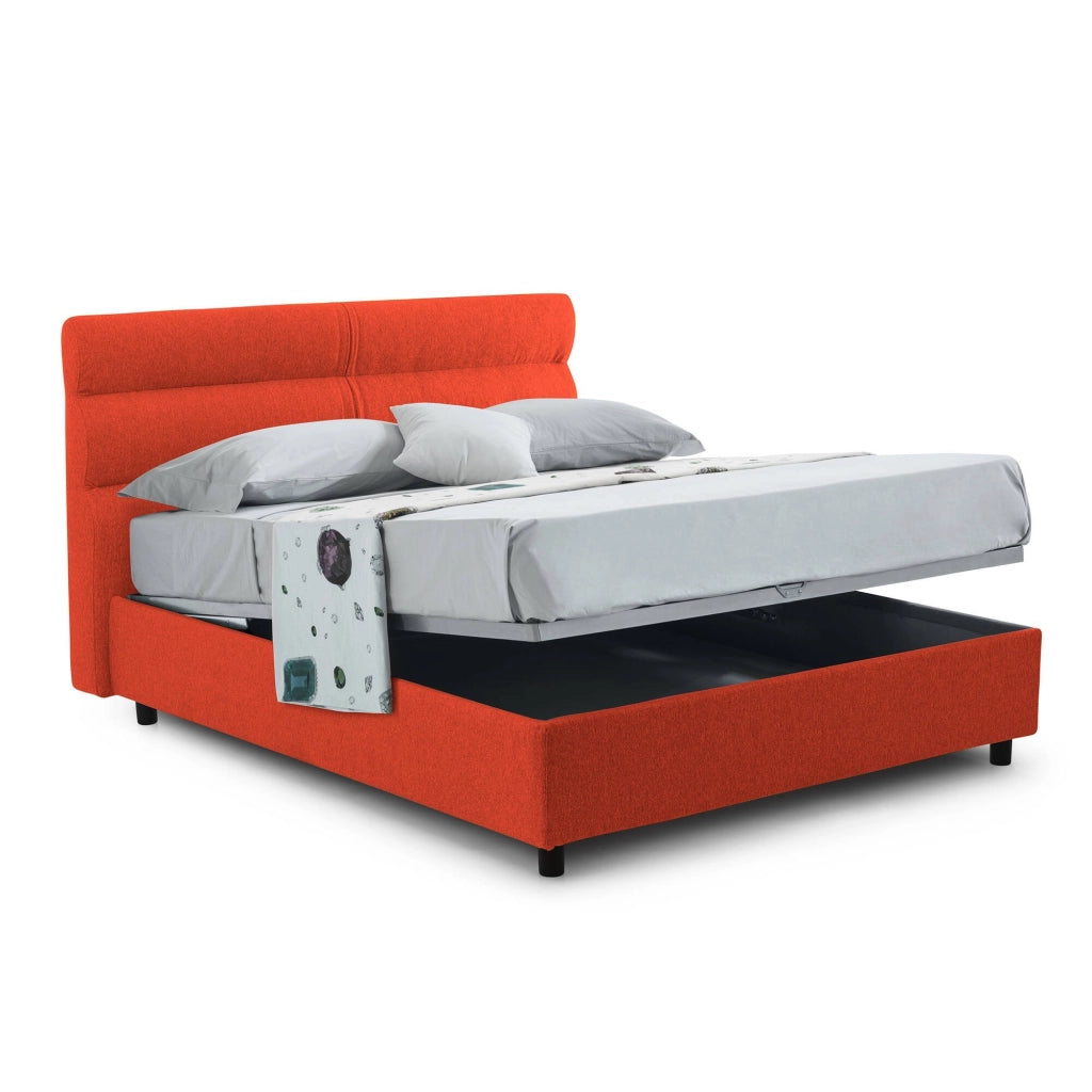 Brivio, Letto Piazza e Mezza Sfoderabile Made in Italy, Arancione