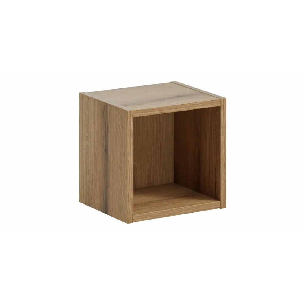 Cubo portaoggetti da bagno VANO - Aperto - Colore quercia - L26 × P27 × H21 cm - Da appendere