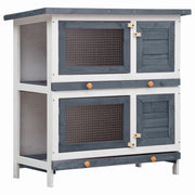 Conigliera da esterno con 4 porte 90 x 45 x 90 cm legno grigio 02_0000592