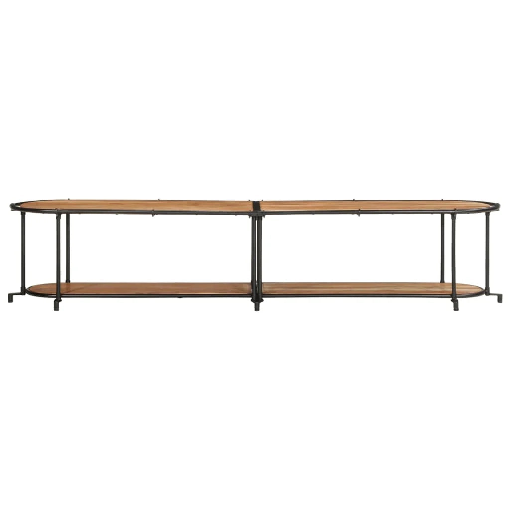 Mobile porta TV con ampio spazio di archiviazione 200 x 42 x 40 cm stile industriale moderno legno massello di acacia nero 02_0057619