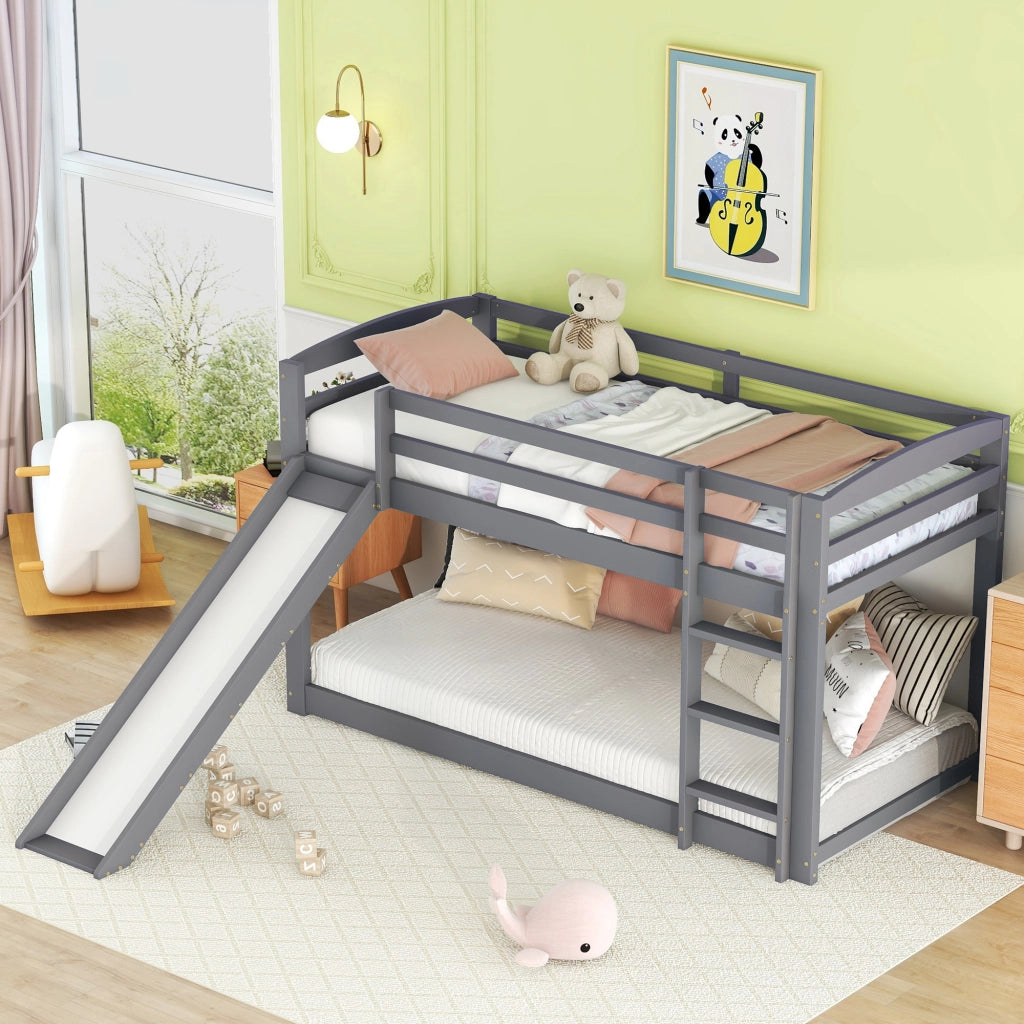Letto a castello con scivolo legno di pino 90x200 cm