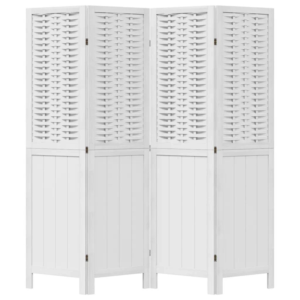 Divisorio Ambienti | Divider per stanze | Paravento 4Pannelli Bianco Legno Massello di Paulownia
