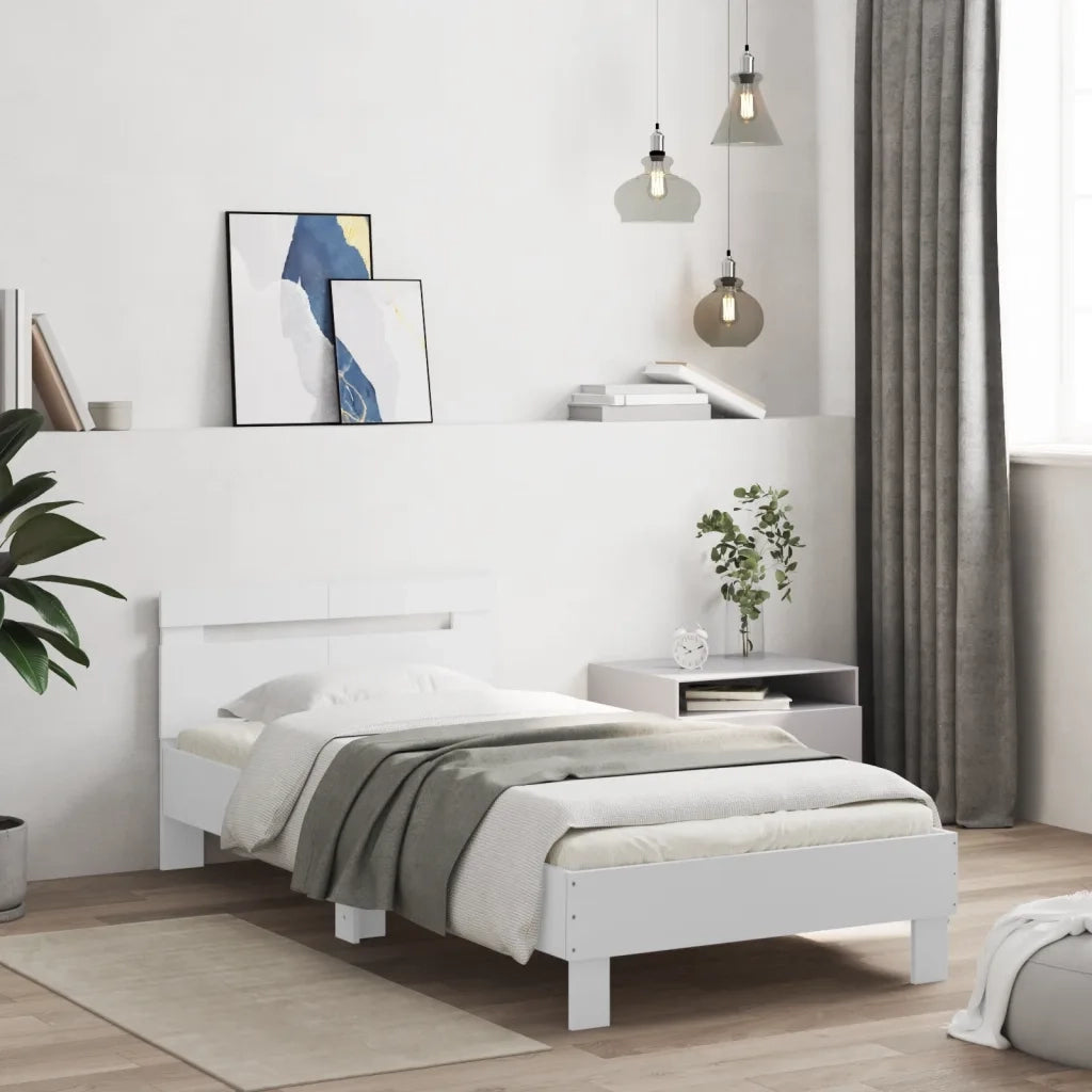 Giroletto con Testiera-Struttura Letto con testiera Bianco 100x200 cm in Legno Multistrato 426640