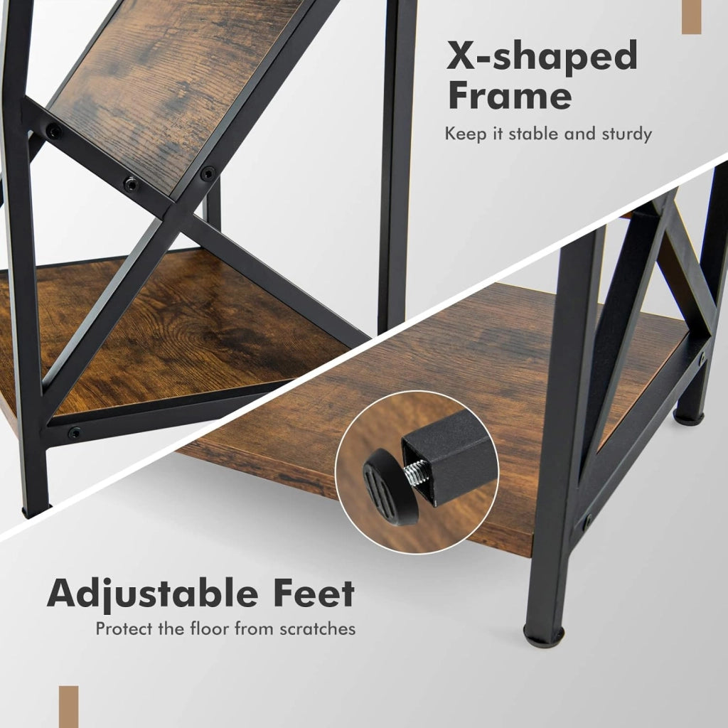 Tavolino a 3 Livelli in Ferro a Forma di X,Tavolino da Caffè Vintage Stile Industriale, Tavolino Laterale Carico Massimo 25 kg, 30,5x40x61 cm