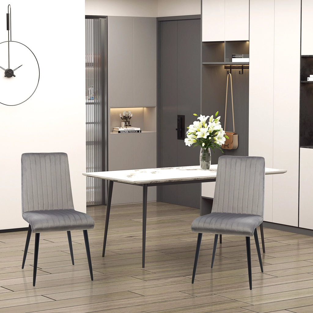 Set 2 Sedie da Pranzo Imbottite con Gambe in Metallo ¨C Zephmum ¨C Grigio e Nero 43x58x90 cm