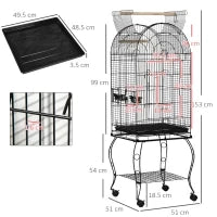 Gabbia per Uccelli e Canarini, Voliera con Ruote in Metallo Nero 51x51x153 cm