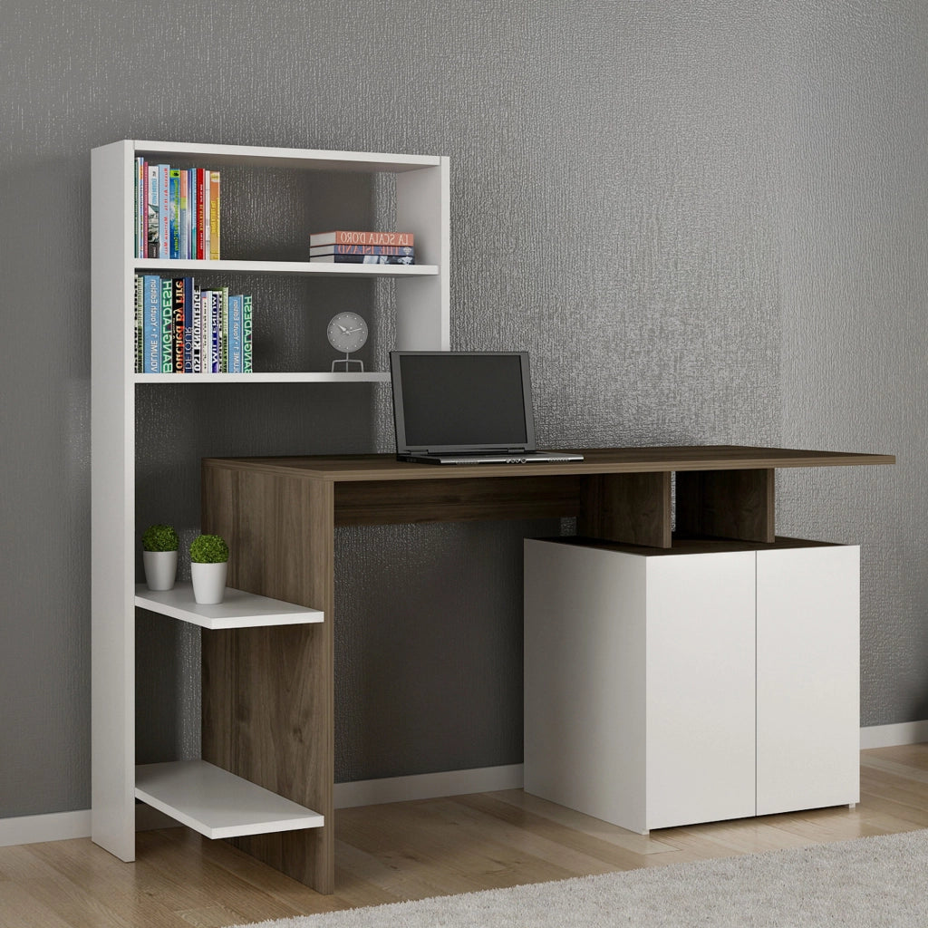 Loria, Scrivania 6 Ripiani, 146x60x74h cm Bianco