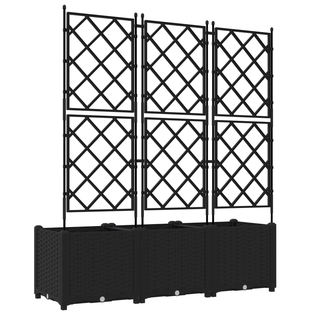 Fioriera da Giardino con Trellis 3 pz Nera 120x40x143 cm