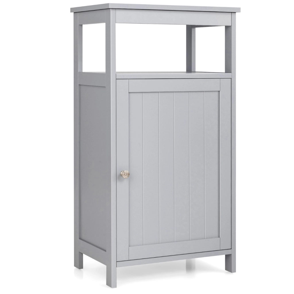 Armadietto del bagno con anta singola e mensola regolabile, Armadio multifunzionale moderno di legno Grigio-Armadietti da bagno