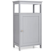 Armadietto del bagno con anta singola e mensola regolabile, Armadio multifunzionale moderno di legno Grigio-Armadietti da bagno