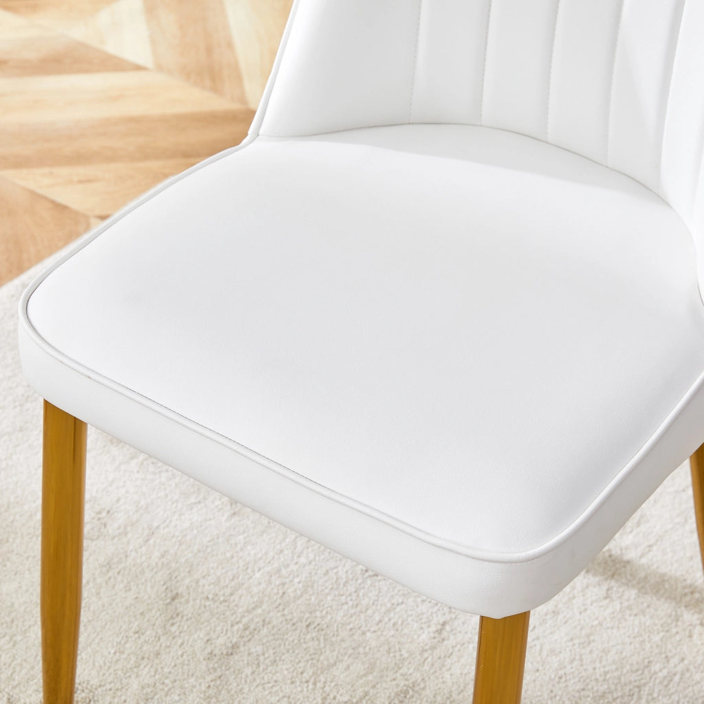 Sedia da pranzo 1 Pezzo con Schienale Ergonomico e Gambe in Metallo, Metallo e Similpelle PU Bianco