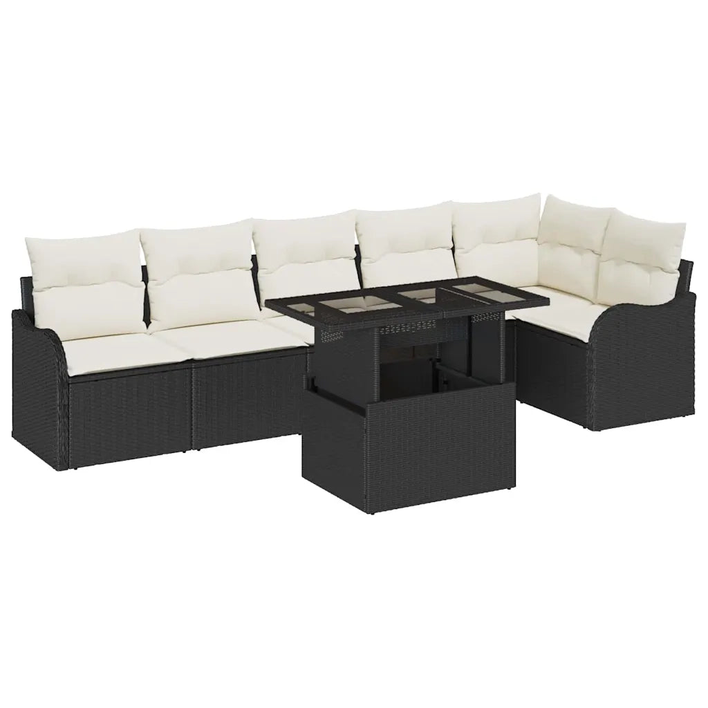 Set Divano da Giardino 7 pcs Nero Rattan in Polipropilene 3357210