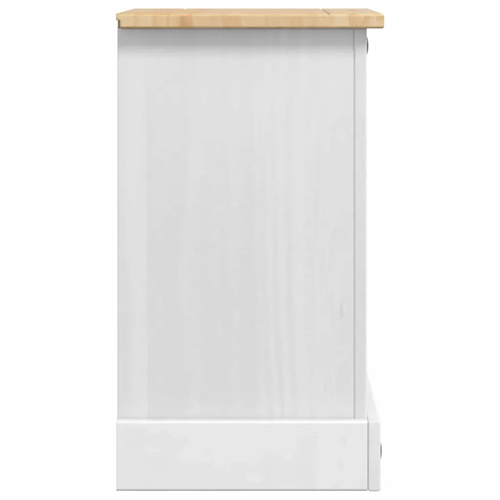 Comodino Corona Bianco 35 x 32,5 x 58 cm Pino massello