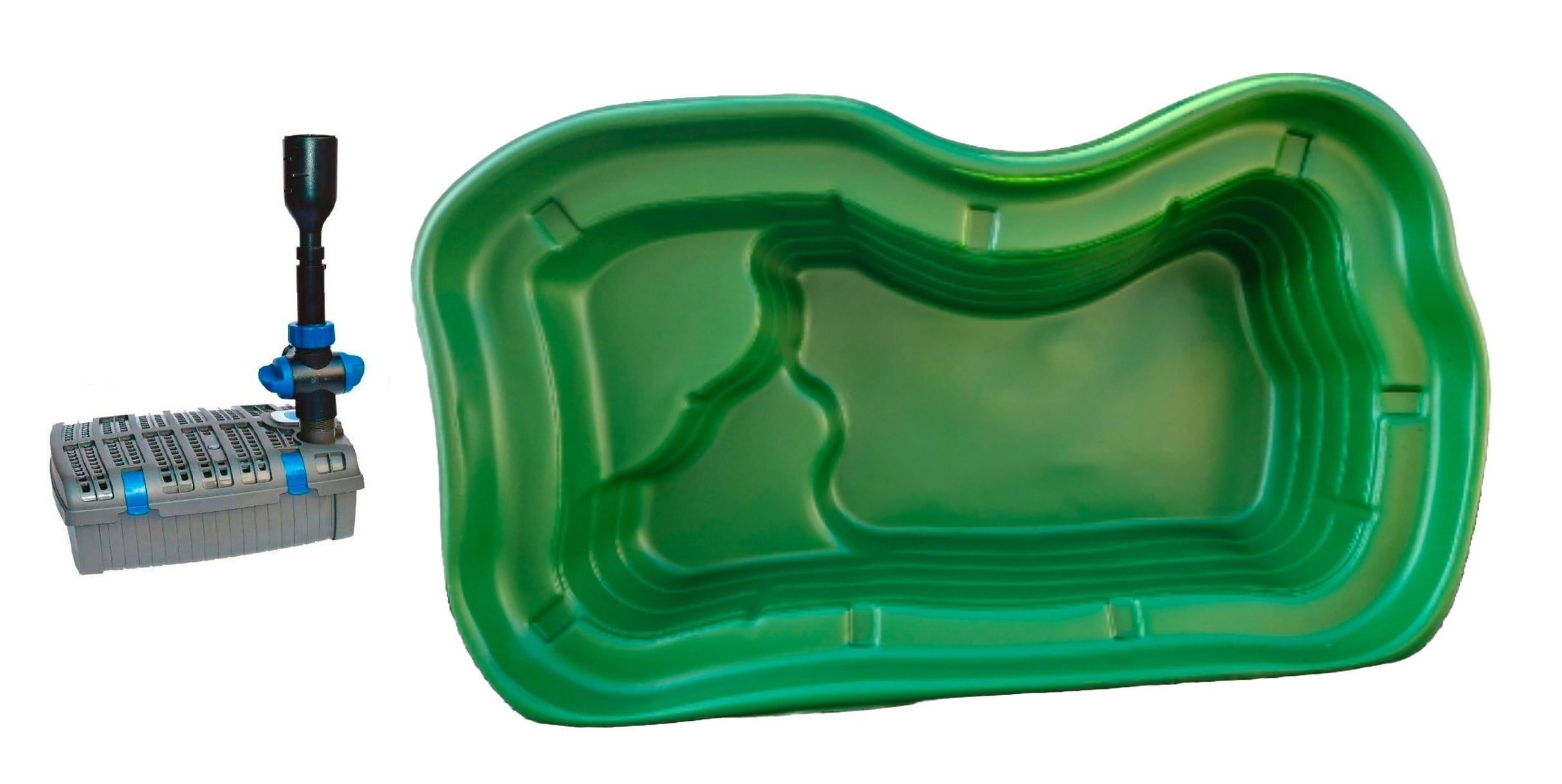 Kit Laghetto Artificiale + Pompa Filtro da Giardino 235x140x60 cm in Polietilene 1000 Litri Verde