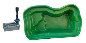 Kit Laghetto Artificiale + Pompa Filtro da Giardino 235x140x60 cm in Polietilene 1000 Litri Verde