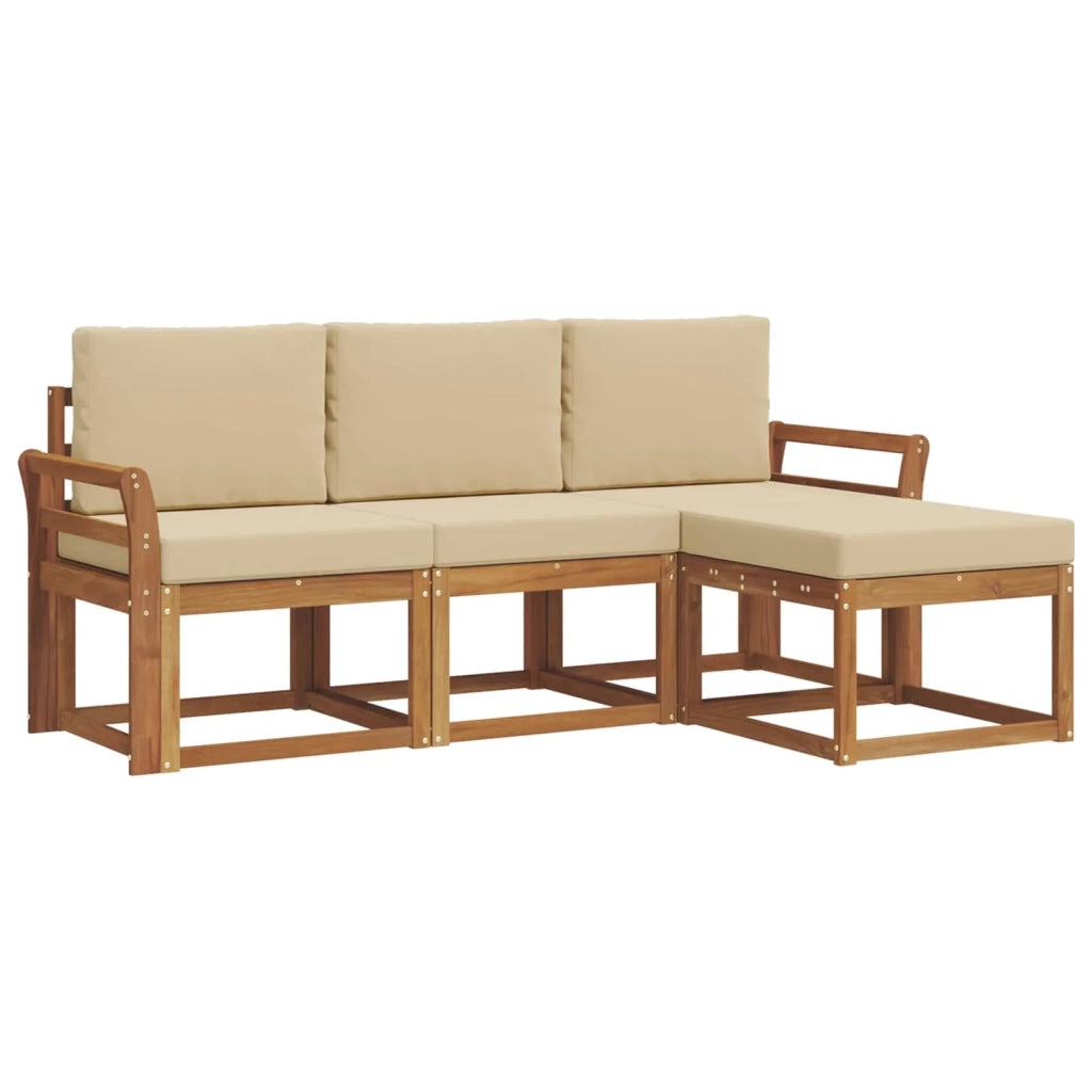 Set di divani da esterno con cuscino 4 pcs Naturale e Beige
